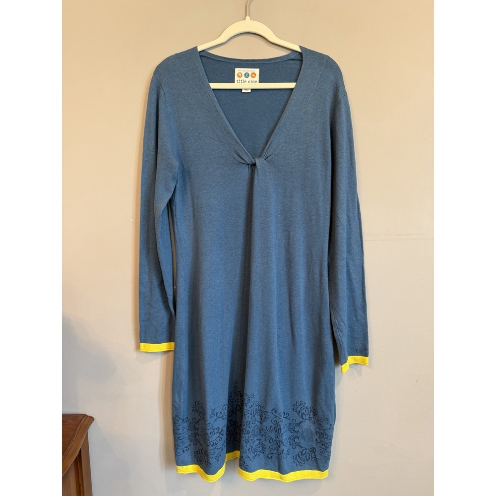 Title Nine Salt Sweater Dress Blue Paisley Medium Resort Wear